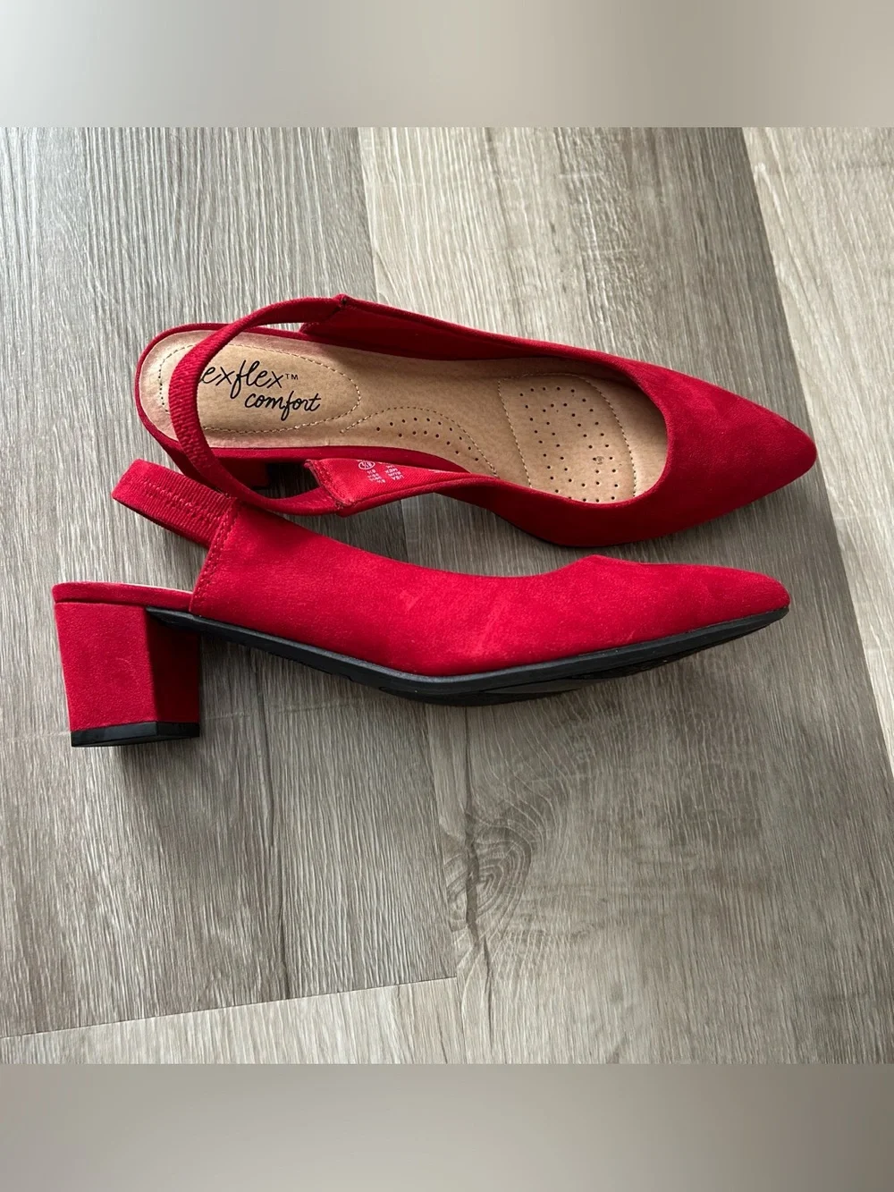 Red Slingback Block Heel Pumps